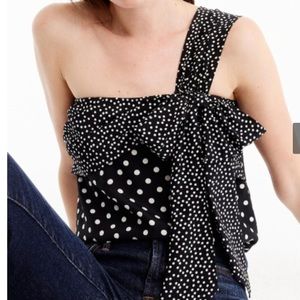 J Crew One Shoulder polkadot  top. New.